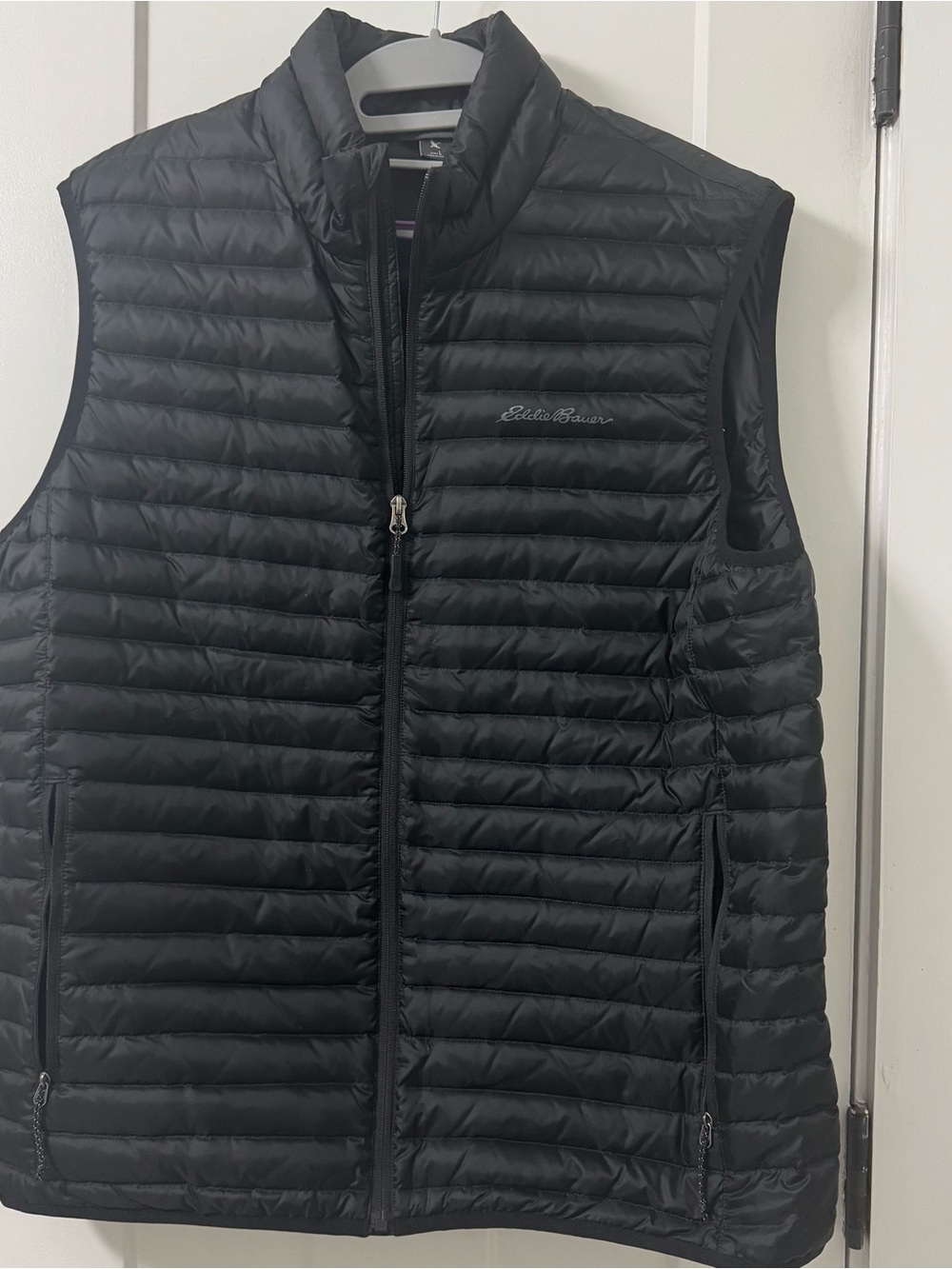 Eddie Bauer Men’s Puffer Vest EB 700 Black Down Full Zip Quilted Outdoor Size L